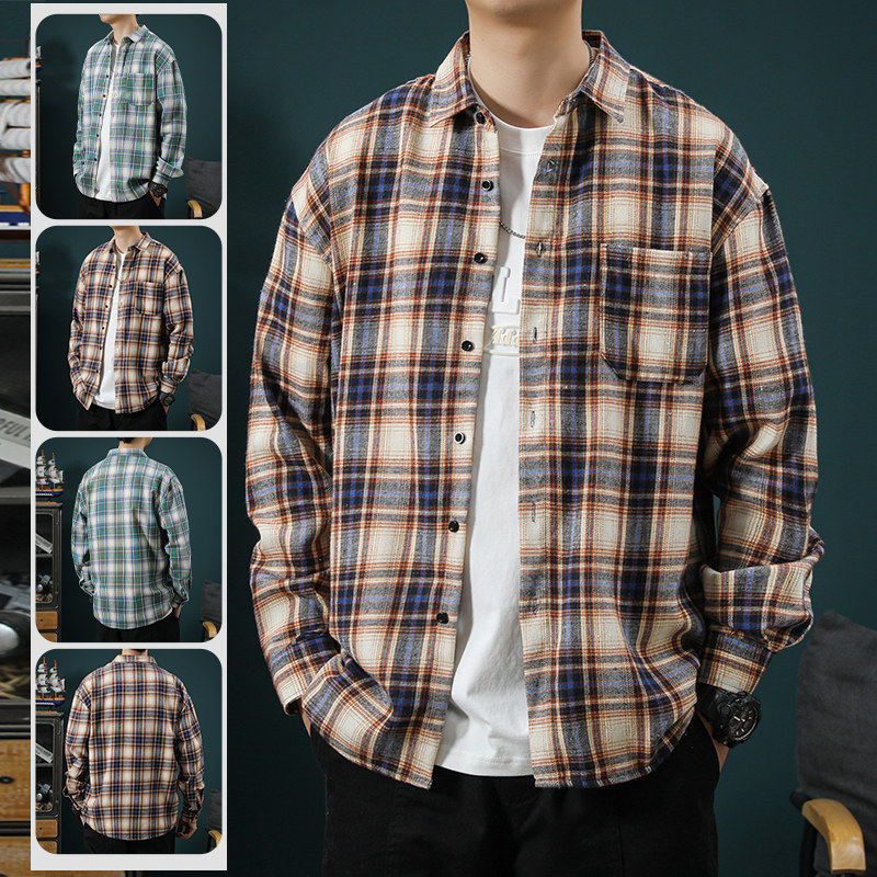 春季新款衬衫潮流格子休闲透气长袖外套青年百搭男装上衣,男装,衬衫,淘宝优惠券,粉丝福利购,淘宝优惠卷