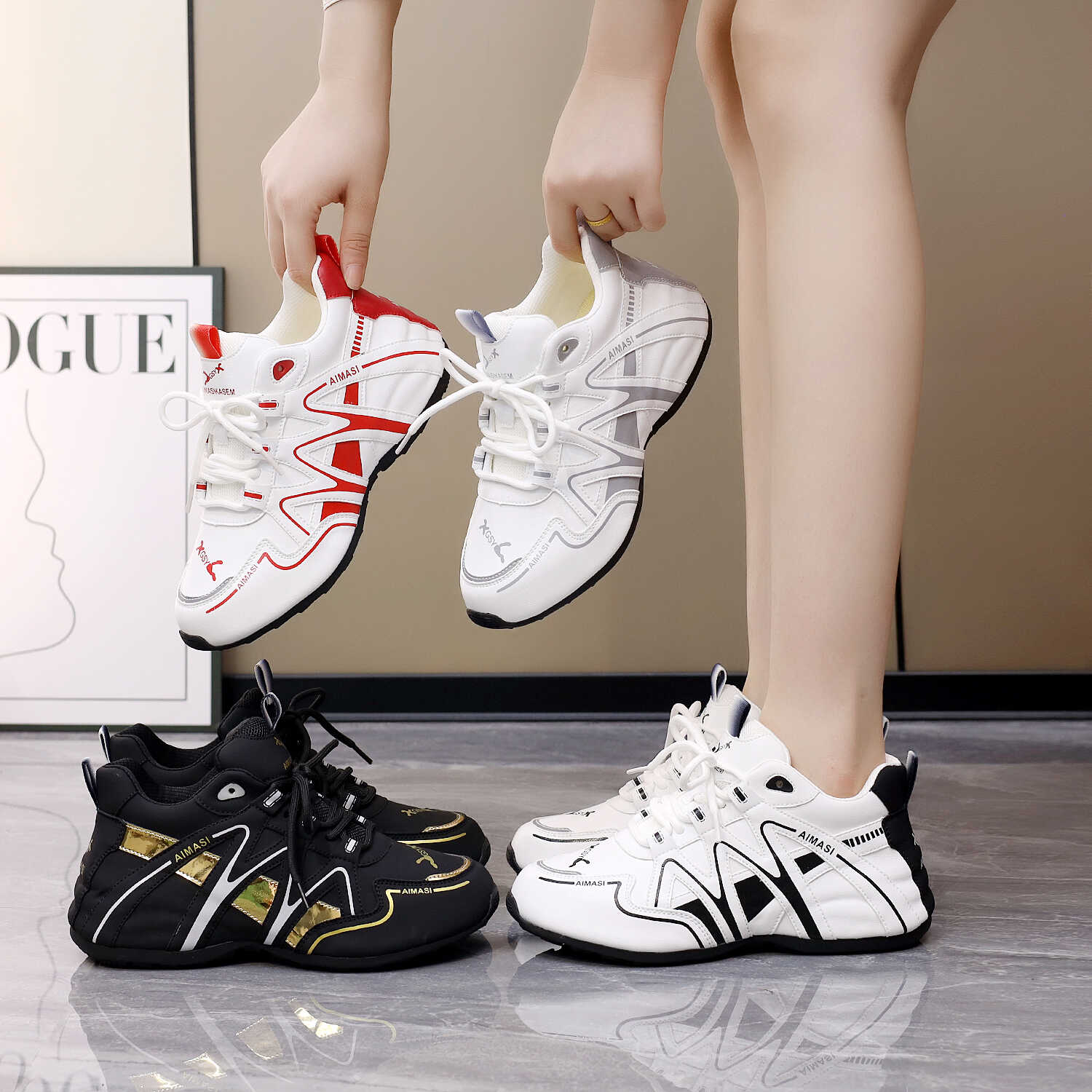 【艾玛世盛世】 2024秋季新款真皮男女同款老爹鞋轻奢运动休闲鞋