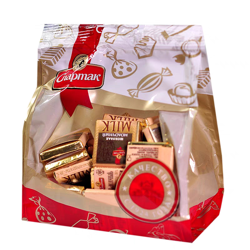 俄罗斯进口斯巴达克迷你巧克力99�rV%牛奶5种口味零食礼物