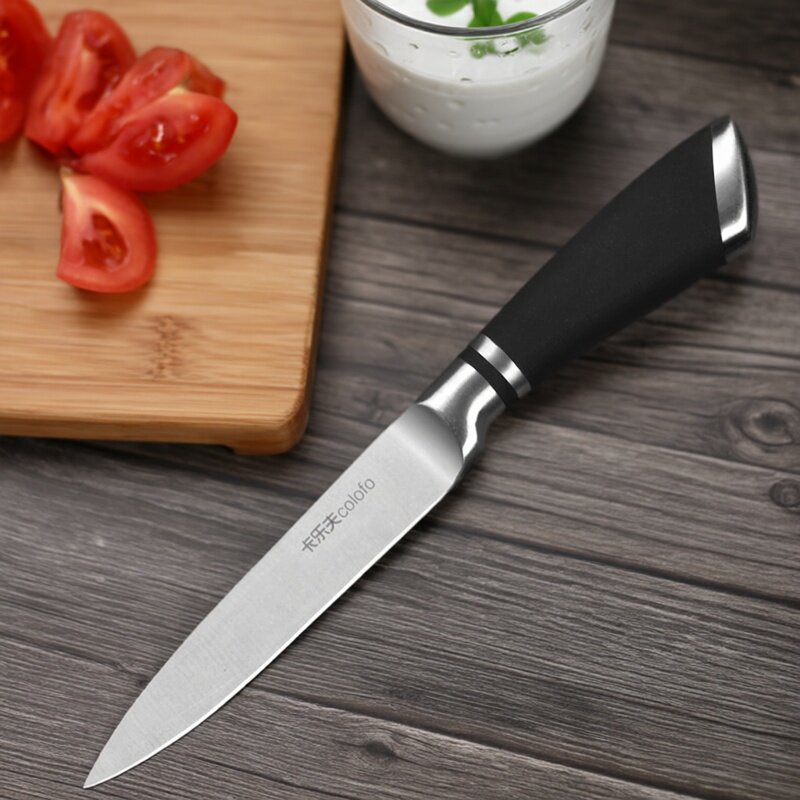 锋利水果刀切水果削果皮小刀不锈钢黑色切瓜果刀家用厨房刀具阳江