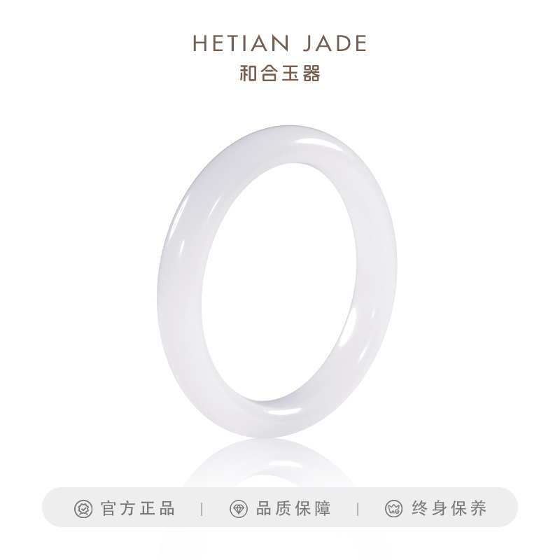 和合玉器和田玉羊脂玉手镯山料外圆内扁羊脂白玉镯女玉石女60.68