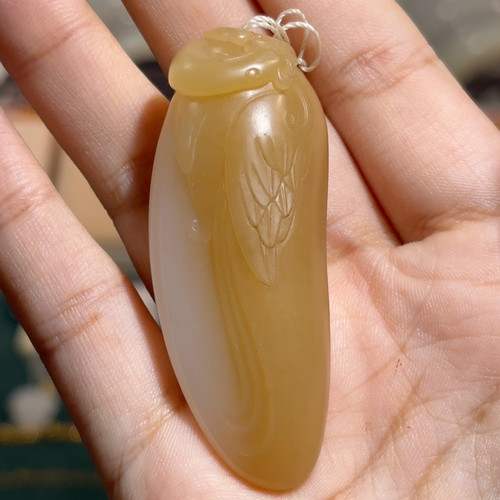 和田玉糖白凤凰挂件