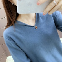女长袖 百搭外套 韩版 秋冬时尚 毛衣女2019新款 V领宽松针织打底衫