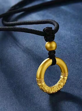 999足金24k黄金如意金箍吊坠挂坠