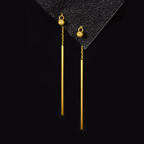 足金耳线24k黄金转运金珠长耳线