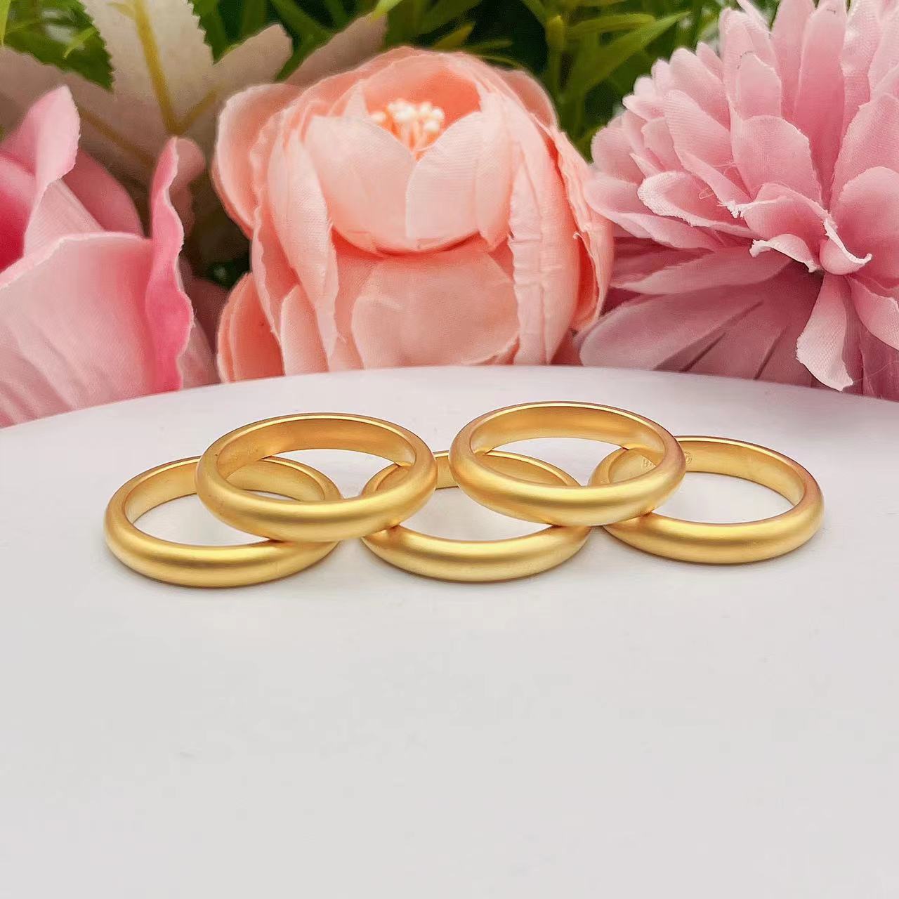 999足金古法戒指24k黄金闭口素圈