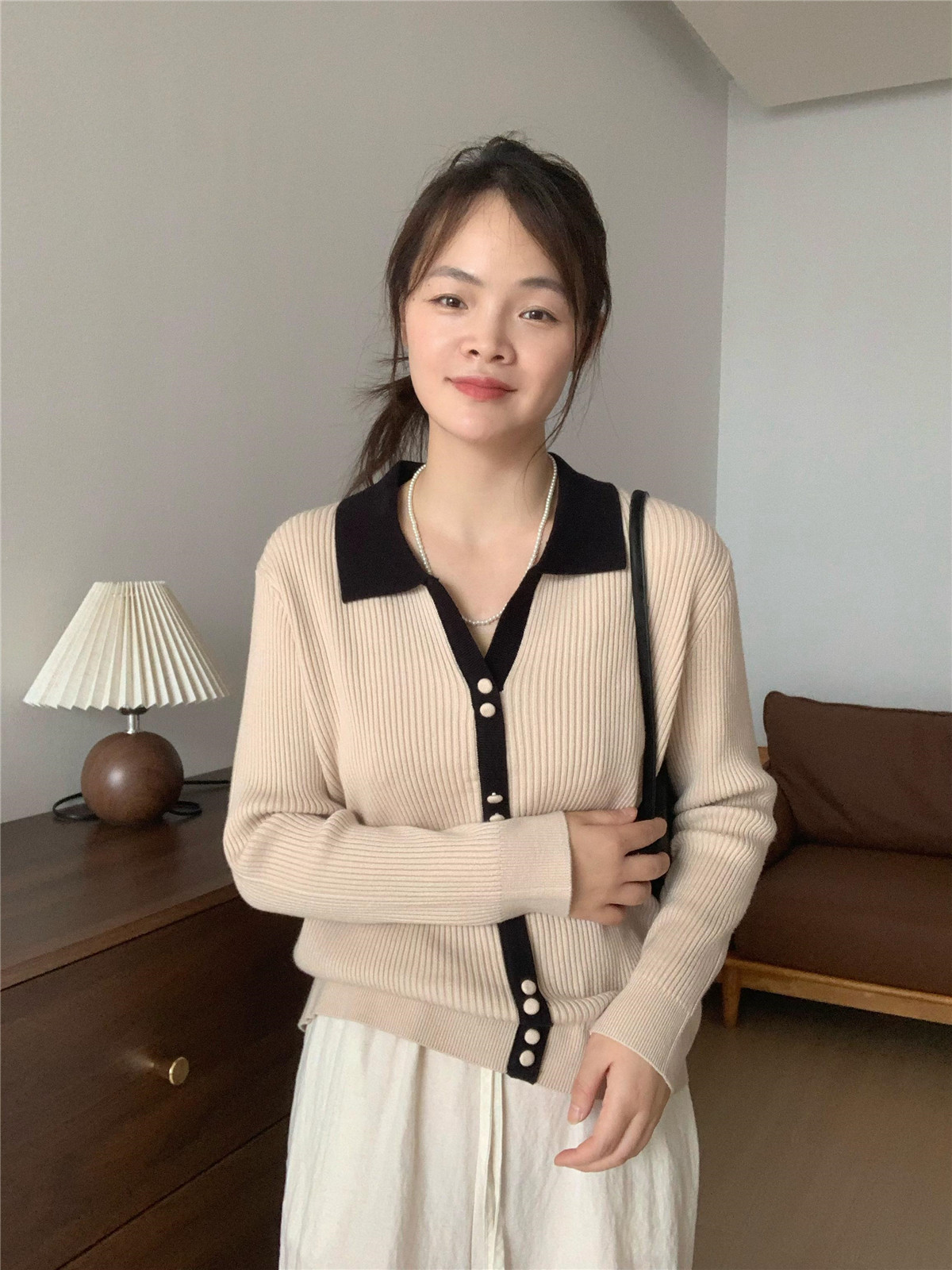 2024秋季新款妈妈装翻领针织衫洋气上衣中老年女春秋长袖打底小衫