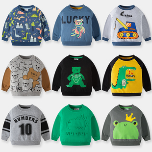 2025新款儿童恐龙满印卫衣男童长袖宝宝套头衫韩版秋季新品童装潮