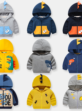 be top童装2024秋季新品男童卡通连帽外套儿童洋气上衣纯棉保暖衫
