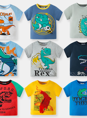 儿童短袖T恤恐龙印花夏季韩版新款夏装男童宝宝汗衫体恤2025童装