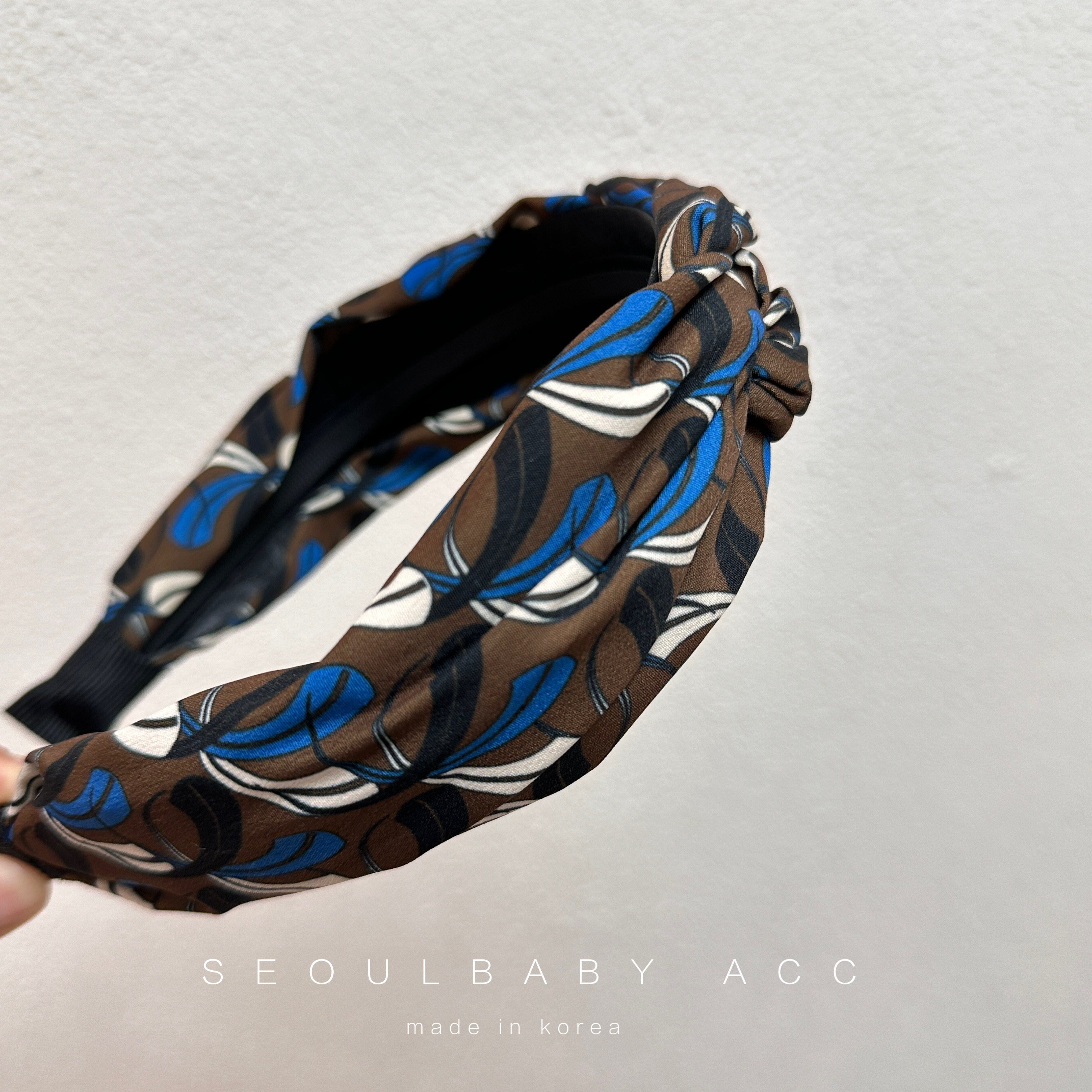 商场柜台同款 韩国进口布艺花朵拼色编织宽边发箍压发头箍发饰