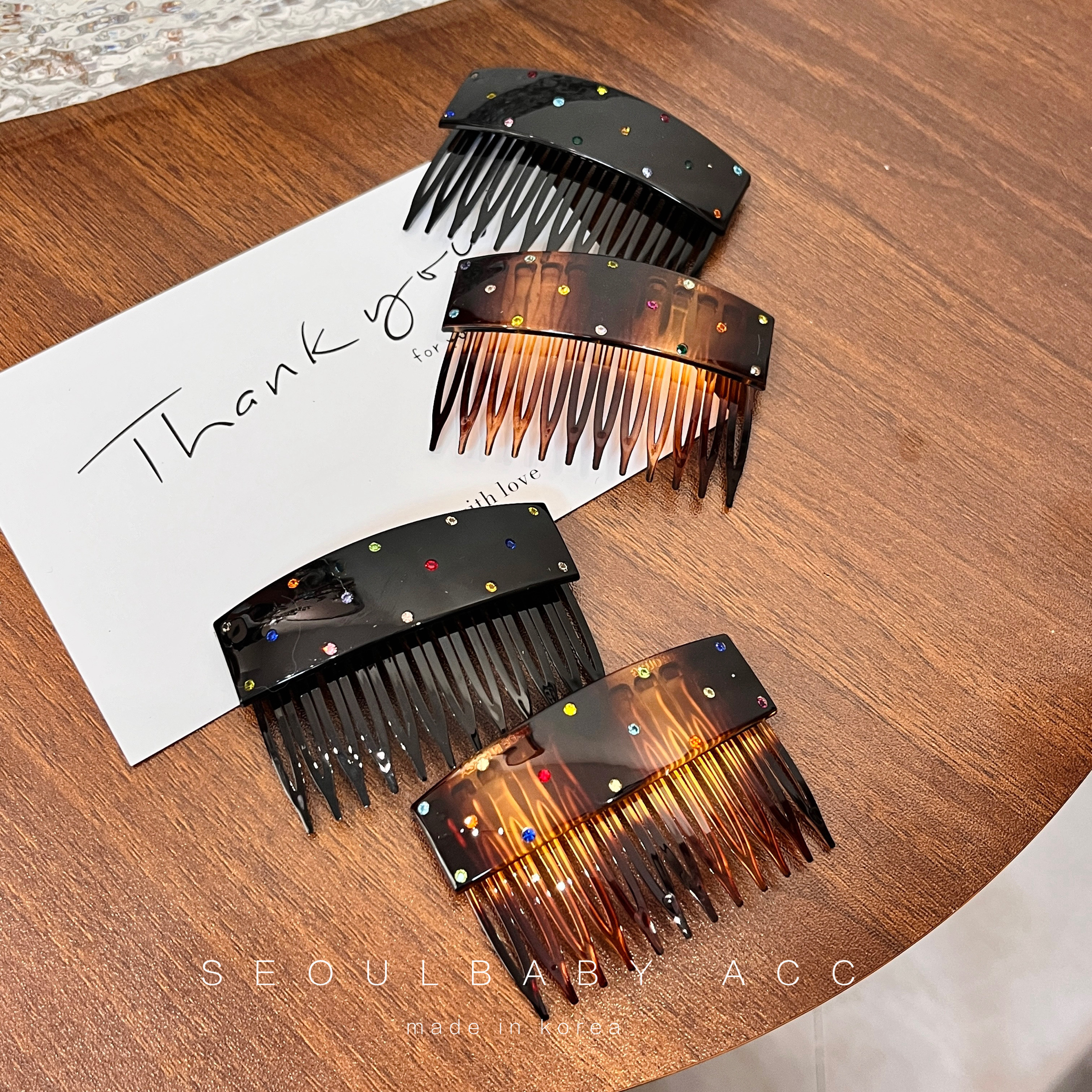 韩国东大门进口彩钻发梳女侧边刘海梳子碎发神器插梳发梳7cm