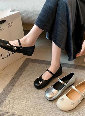 新品大码34-45伪娘玛丽珍鞋百搭水钻浅口单鞋加宽舒适平底女鞋
