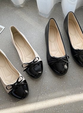 大码35-43码伪娘高跟鞋时尚圆头平底休闲浅口日常男娘蝴蝶结单鞋