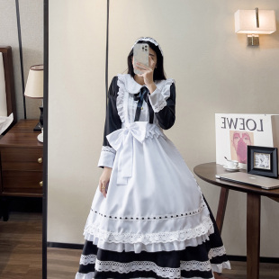 大佬cosplay女仆装 大码 200斤伪娘衣服初学者传统女佣长裙可爱女装