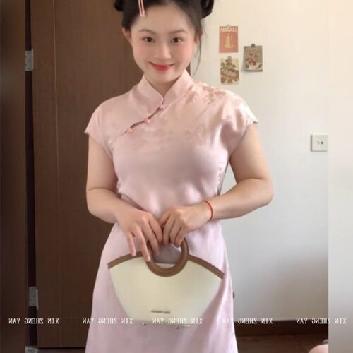 大码新中式改良伪娘连衣裙