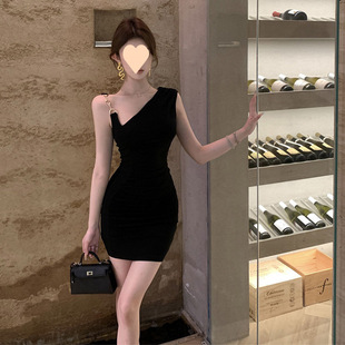 法式 大佬cos小礼服 性感伪娘连衣裙小黑裙显瘦包臀优雅吊带女装