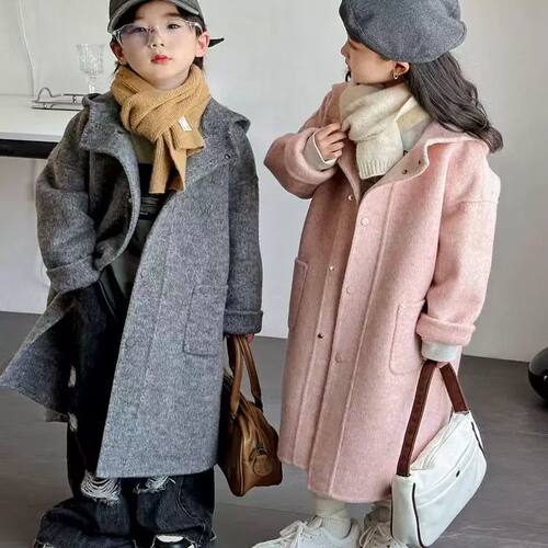 女童呢子大衣2026新款秋季男女童洋气时尚中长款风衣小孩毛呢大衣