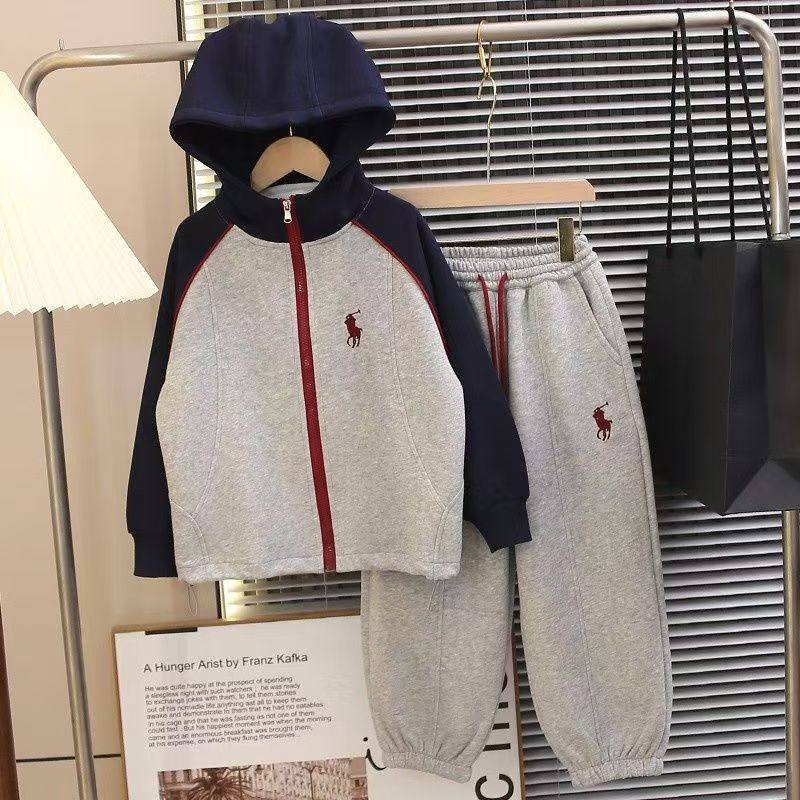 女童春秋套装儿童连帽拉链外套长裤两件套青少年学生休闲男运动装