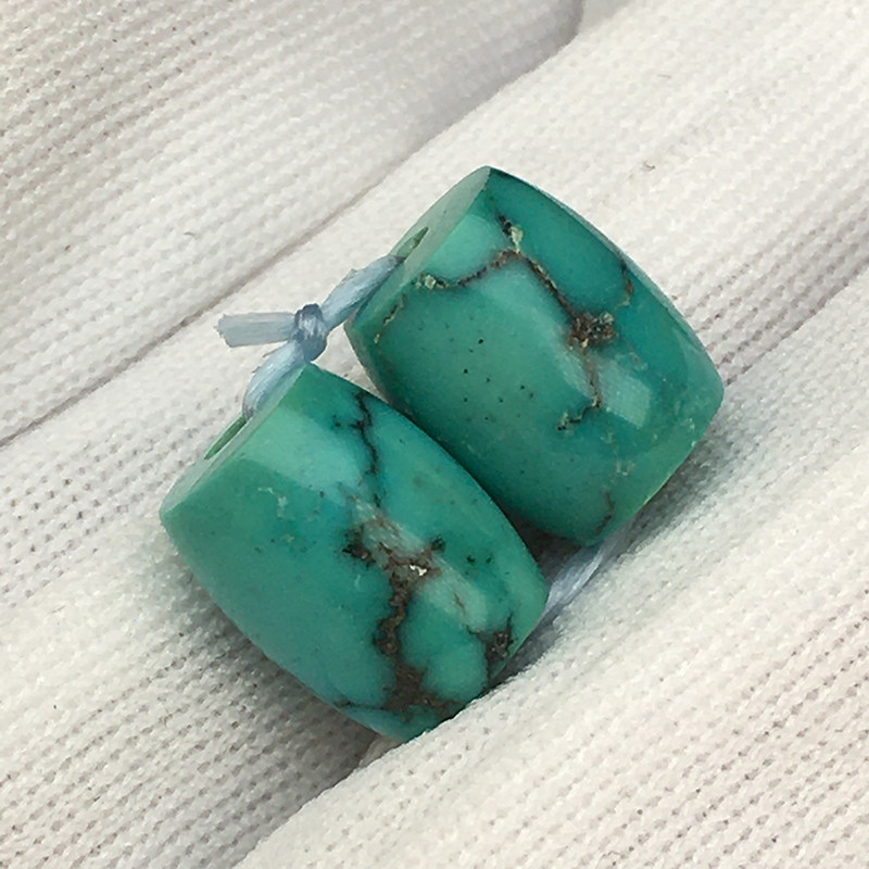 후베이 SHIYAN 원래 광산 청록색 배럴 비즈 높은 도자기 블루 메쉬 꽃 팔찌 액세서리 구슬 탑 비즈 느슨한 구슬 쇄골 목걸이