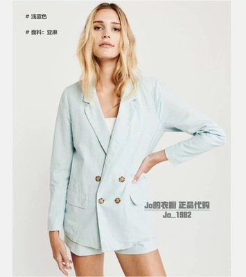 清仓不退换Abercrombie Fitch美国AF薄西装外套女休闲西服港风小