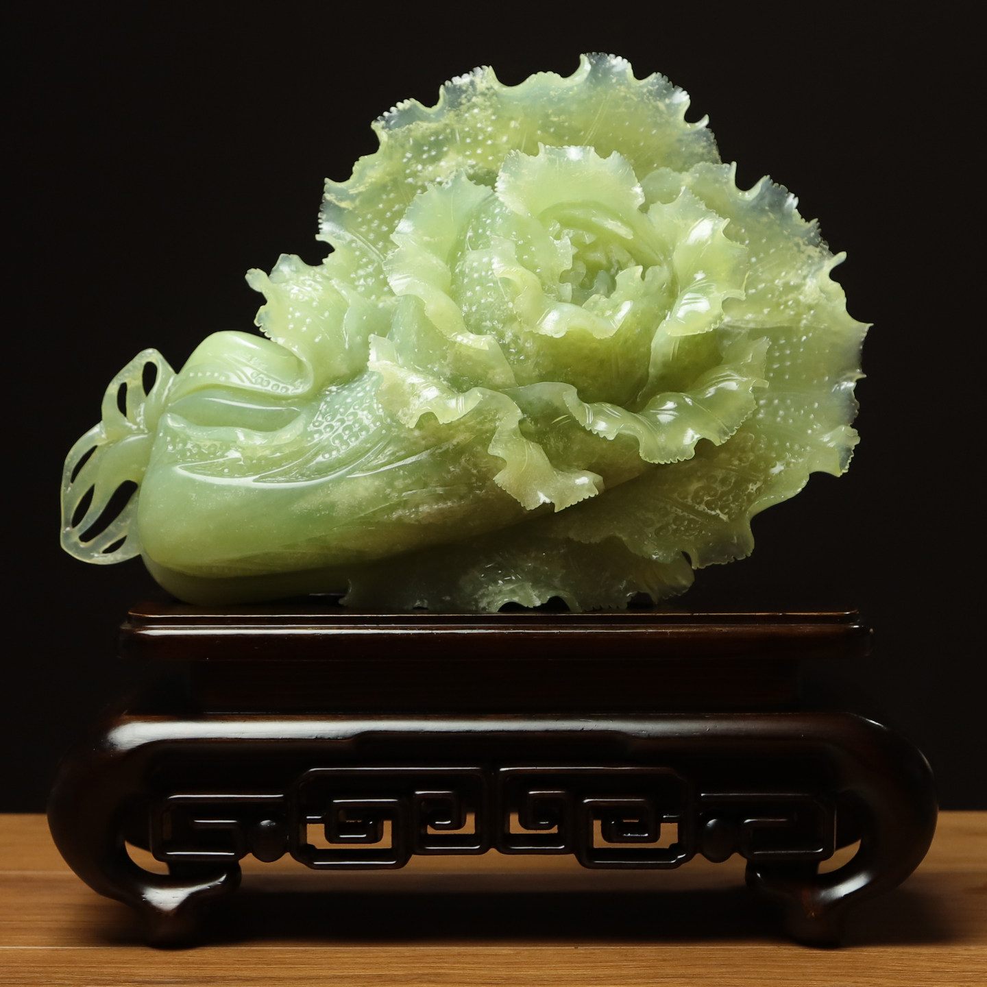 尚品美格 天然玉石岫玉摆件 整料原色雕刻招财白菜开业礼品 FA314