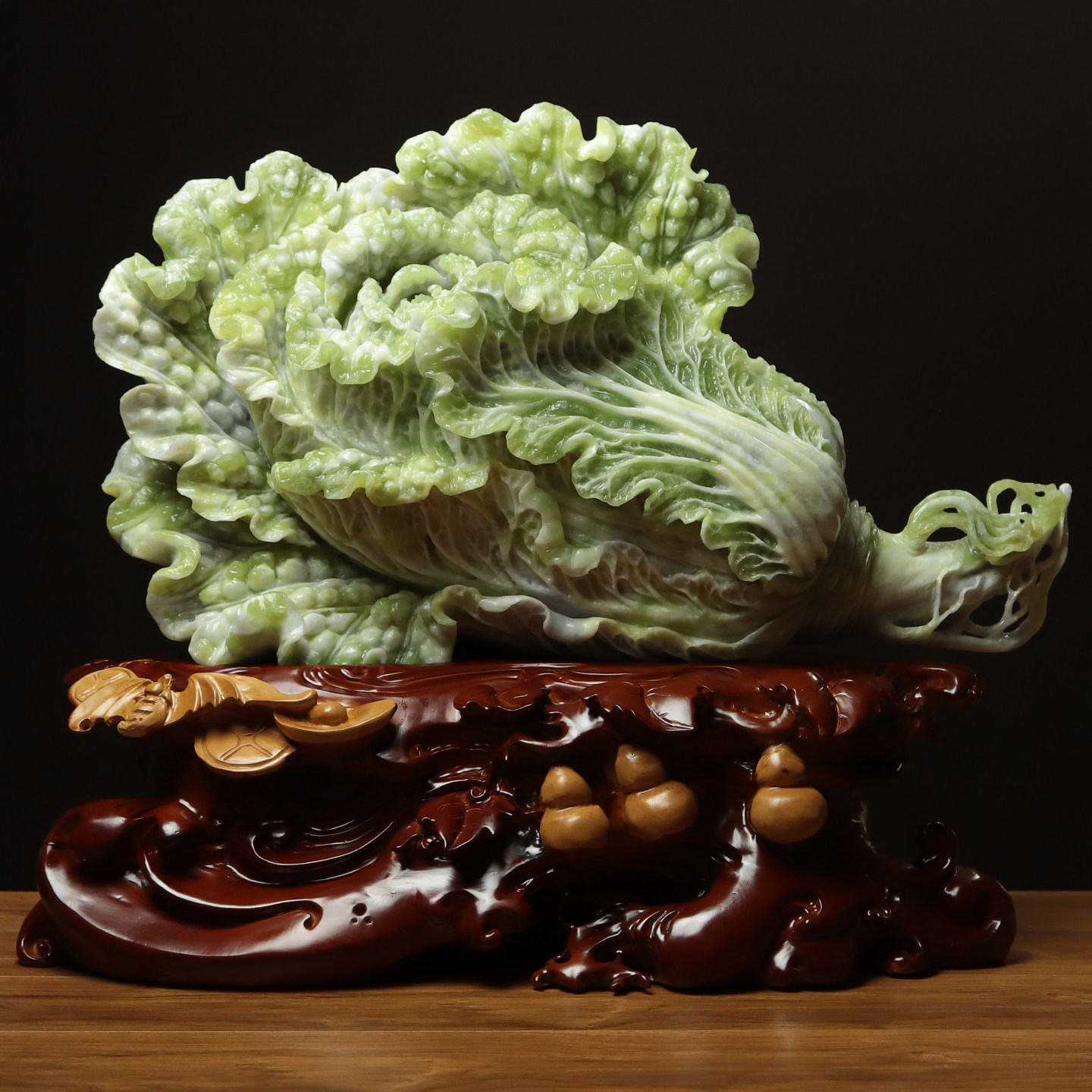 尚品美格 天然玉石岫玉大摆件整料原色精雕招财白菜开业礼品FA319