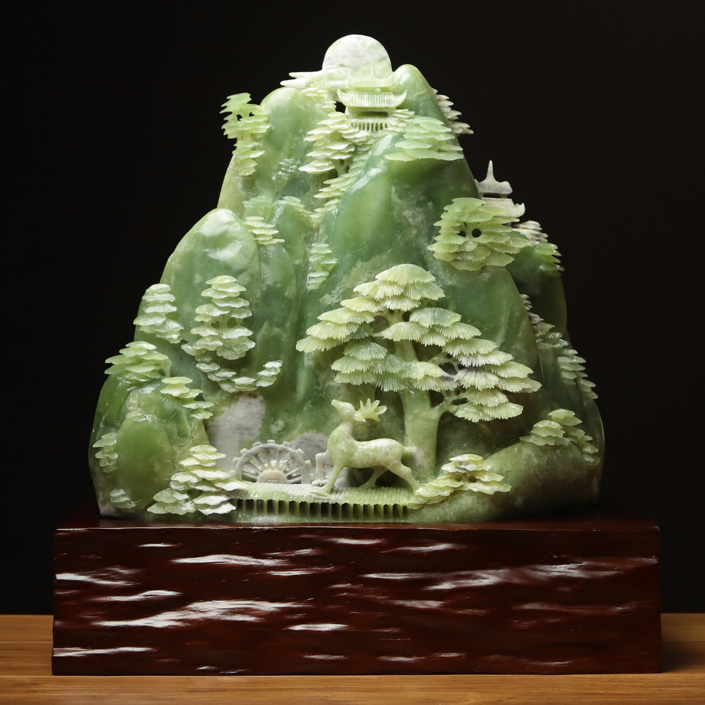 尚品美格 天然岫玉雕刻桌面玄关大摆件整料原色意境山水礼品FA208