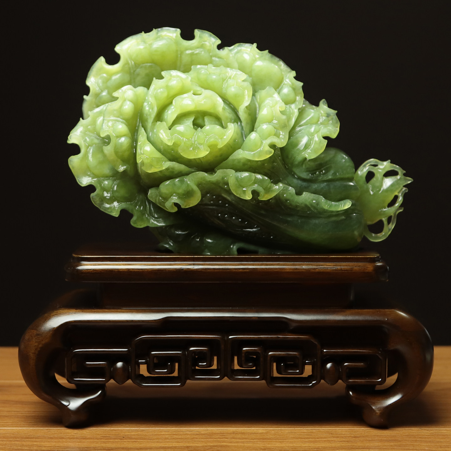尚品美格 天然玉石岫玉桌面摆件 绿料原色招财白菜 开业礼品FA480