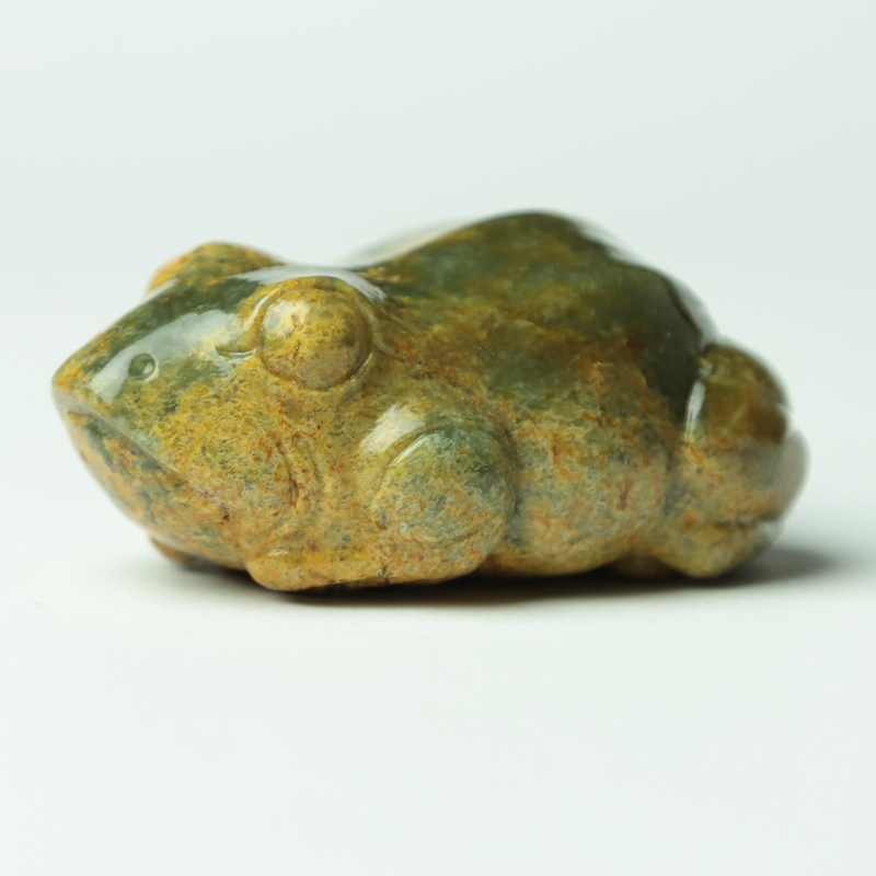 尚品美格东北籽料河磨玉原石雕刻青蛙手把件茶宠小摆件 蛙鸣富贵