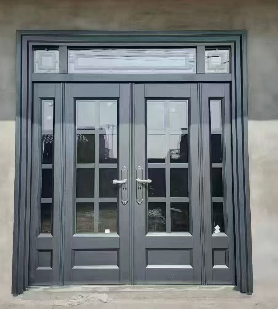 浙江铸铝别墅大门农村自建房四开锌合金客厅门玻璃门堂屋门不锈钢