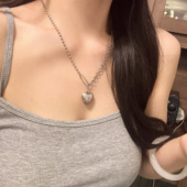 韩国爆款 s925泰银爱心项链女小众设计感拼接颈链网红气质锁骨链潮