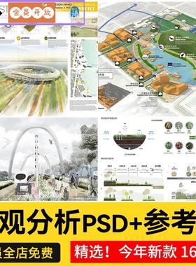 景观园林分析图PSD剖面分析参考意向区位植物小场景内部ps素材库