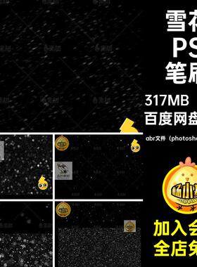 雪白色PS笔刷冬天暴雪图片素材冬季40款小书背景效果雪花圣诞节