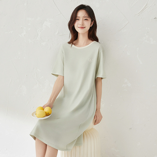 顶呱呱女士印花睡裙2025新款大码顶瓜瓜全棉薄款家居短袖睡衣夏季