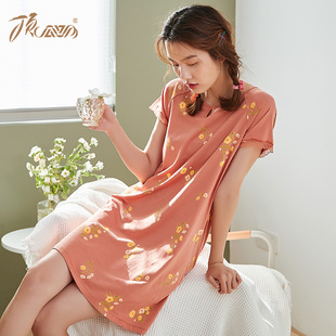 顶瓜瓜顶呱呱短袖睡裙女夏纯棉韩版宽松清新睡衣女夏可外穿家居服