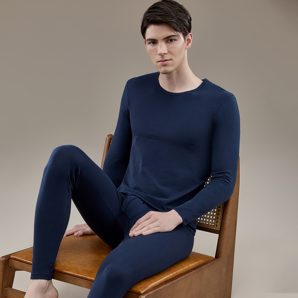 顶瓜瓜顶呱呱秋衣秋裤男士薄款保暖内衣青年贴修身打底棉毛衫套装