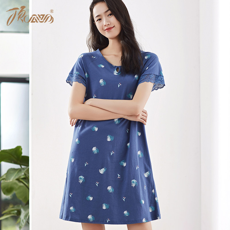顶呱呱碎花短袖睡裙女士夏季纯棉韩版少女顶瓜瓜印花睡衣女家居裙,女士内衣/男士内衣/家居服,睡裙,淘宝优惠券,粉丝福利购,淘宝优惠卷