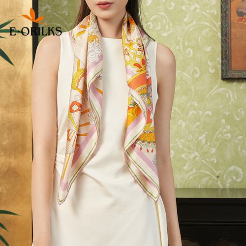 eorilks桑蚕丝双面印大方巾
