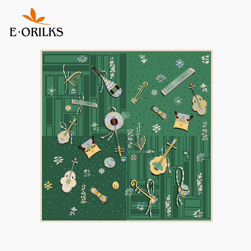 eorilks中国风70cm敦煌乐器丝巾
