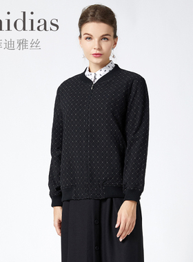 Phidias名媛小香风短款外套女秋季新款格子休闲拉链开衫上衣