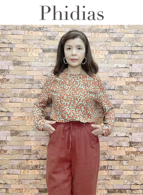 Phidias大码女装2025年新款田园风印花薄款长袖衬衫百搭上衣夏天