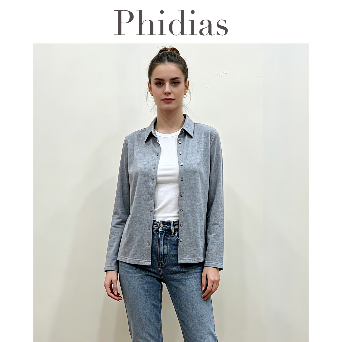 Phidias灰色卫衣女2026新款春秋款修身显瘦百搭长袖上衣商场同款