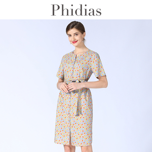 Phidias碎花连衣裙女夏2025新款高级感法式洋气减龄气质短袖中裙