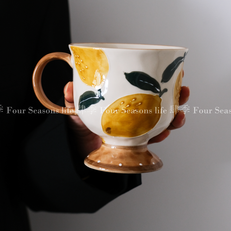 复古手绘浮雕柠檬马克杯