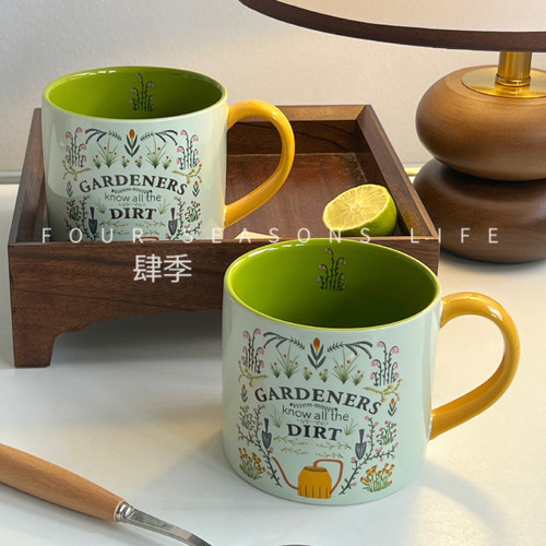 ins田园撞色大容量马克杯