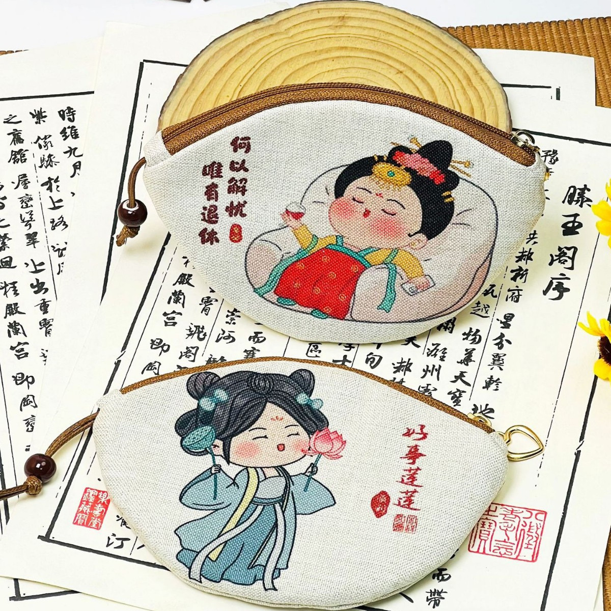 小包国风手工布艺卡通卡包