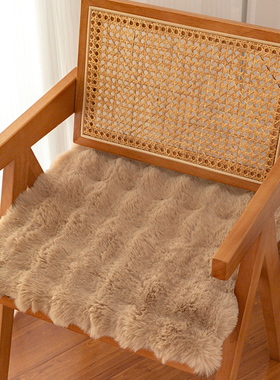 办公室方形坐垫椅垫毛绒椅子垫屁垫冬季餐椅垫子白色拆洗汽车座垫