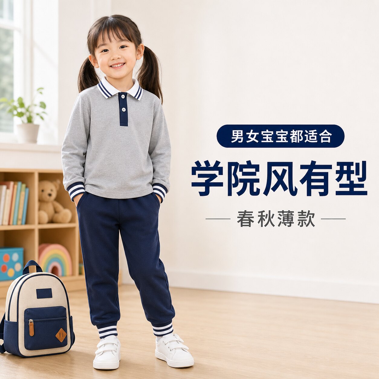 新款2026儿童户外春秋防晒长袖防蚊虫紫外线幼儿园班服小学运动服