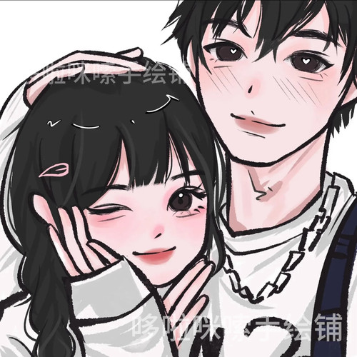 鸭鸭风手绘头像定制作情侣合照绘画卡通Q版漫画头像设计动漫画像